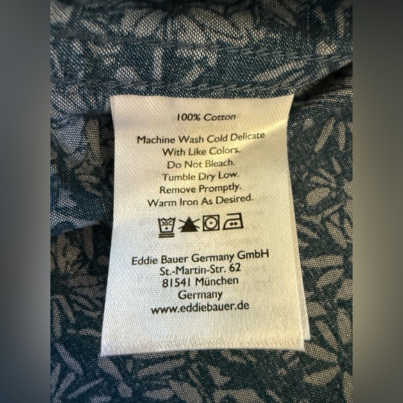 Eddie Bauer Mens Navy Floral Classic Fit Short Sleeve Button Down Shirt Size 2XL - Picture 6 of 8